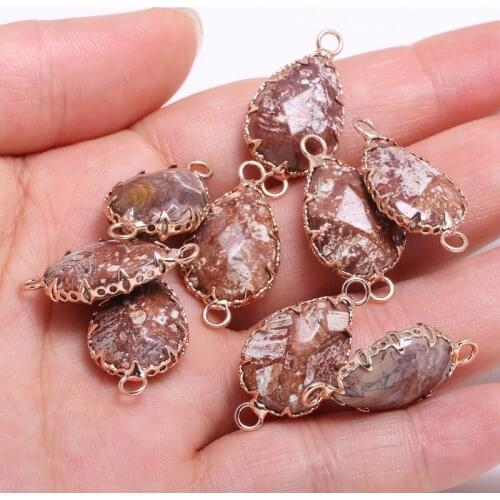 Medical stones drop-shaped gold-plated semi-precious stone connector for jewelry making temperament accessories size 13x26mm