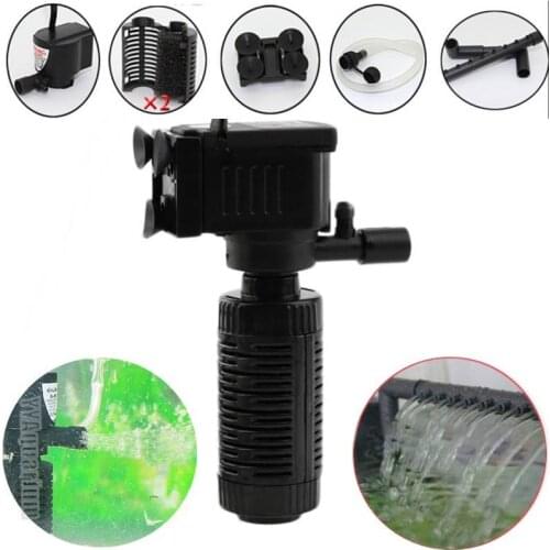 Multi-functional 3 in 1 Internal Filters Pump Fish Circulation Waterfall Oxygen Maker Water pumping W/Spray Bar&Sponge 5W 600L/H