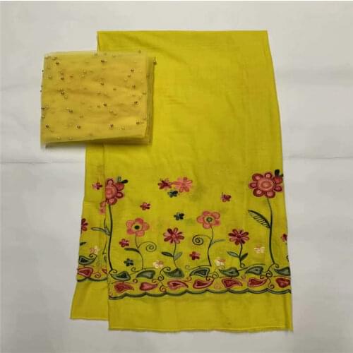 Fashion Design High Quality Cotton African Lace Fabric Embroidery Print 5+2 Yards For African Women Dress Sewing Fabric! LXF6277