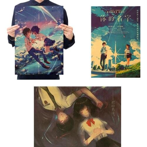 Cartoon Anime Your Name Movie Vintage Poster Room Decor Stickers Wall Decor Kraft Paper Wall Art Wall Stickers Painting
