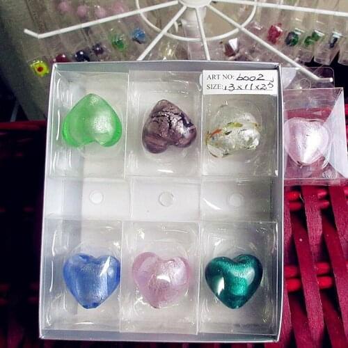 Custom handmade murano glass heart shape beads figurines romantic wedding decoration garden landscape Pendant accessories Set
