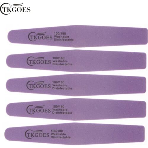 TKGOES 5PCS Nail File Buffer Diamond 100/180 Grit Double Side Nail Files Nail Art Sanding Washable Nail Files Manicure 6 Options