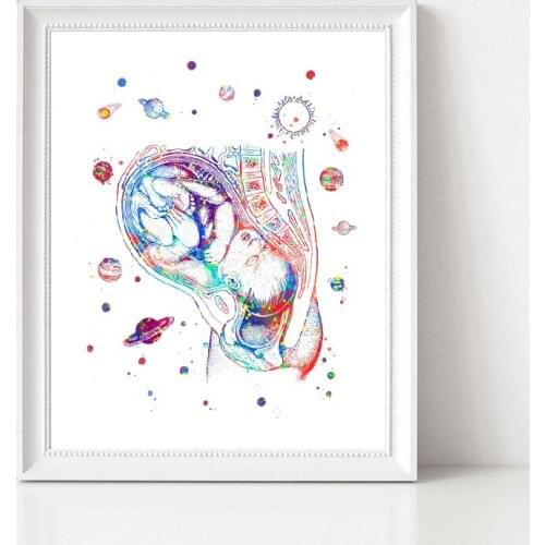 Poster Fetus Pregnant Belly Figure Canvas Painting Wall Art Home Decoration for Living Room and Bedroom Frameless Style