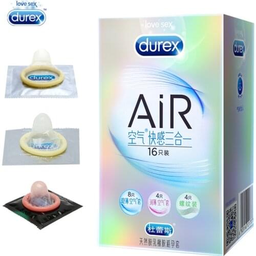 Authenticity Durex Condoms 16 Pcs Natural Latex Spiral Ultra Thin Lubricated Contraception 3 Types in 1 Box Condoms for Men