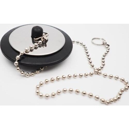 Q1JB Rubber Choke Bathtub Drain Stopper with Chain Bath Plug Drain Tub Stopper for Home and Hotel 1PC