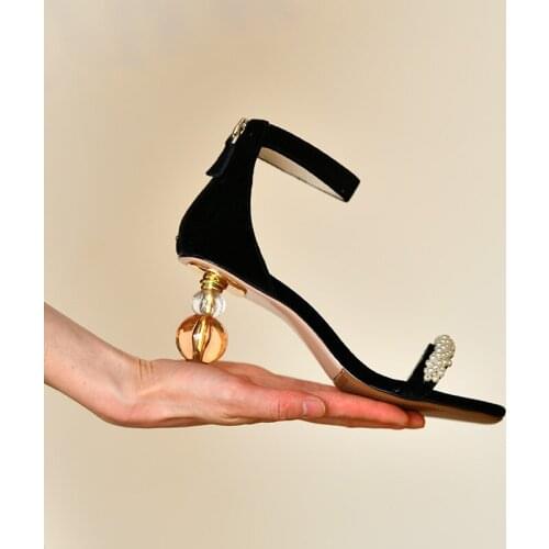 Roman Lady French Pearl String High Heeled Sandals Romantic Benchmark Women Summer Shoes