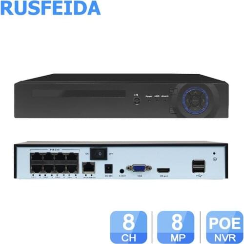 RUSFEIDA 5MP 8CH POE NVR Network Video Recorder H.265 Home Surveillance Security HD 1080P 4MP 5MP POE IP Camera Face Detection