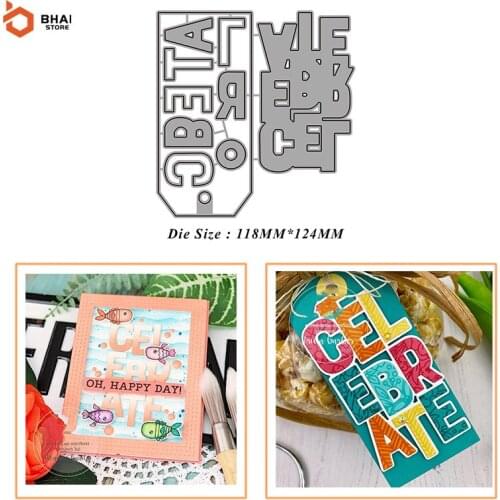 Carbon Steel Metal Cutting Die DIY Celebrate Word Suitable for decorative Scrapbook Album Festival Card Making 2021