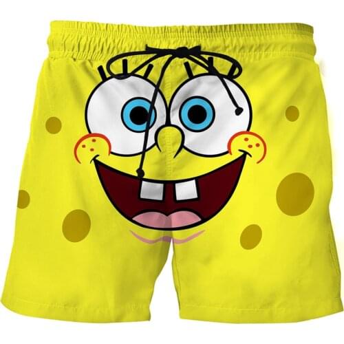 Cute Little Yellow Bob 3D Printed Board Shorts Mens Summer Casual Anime Shorts Beach Lovers Cartoon Shorts Men Swimsuit Pants