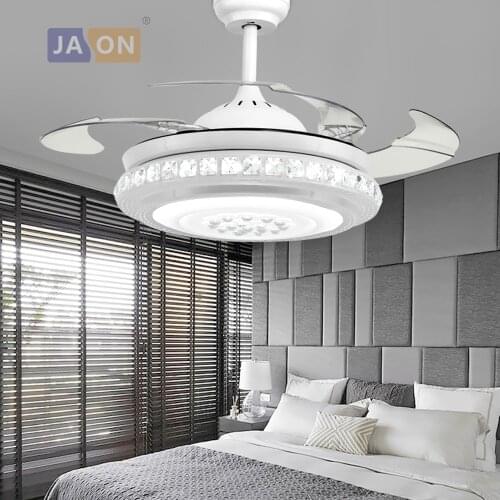 LED Modern Alloy Crystal Acryl ABS White Ceiling Fan.LED Lamp.LED Light.Ceiling Lights.LED Ceiling Light.For Foyer