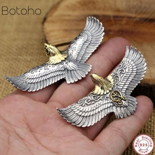 S925 Sterling Silver Jewelry Vintage Thai Silver Personality Flying Eagle Takahashi Popular Male Female Pendants