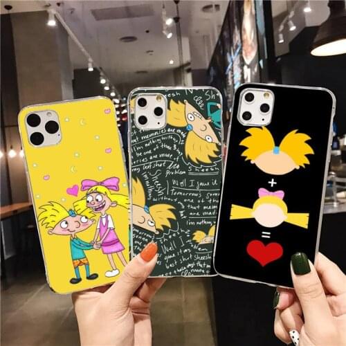 Funny cartoon Hey Arnold Helga love Phone Case for iphone 12 pro max mini 11 pro XS MAX 8 7 6 6S Plus X 5S SE 2020 XR cover