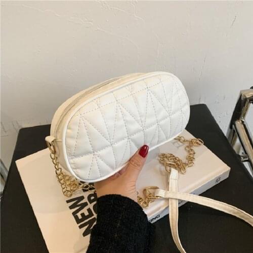 Female Messenger Bag Chic Lingge Thread Small Square Bag Solid Color Chain Thread Shoulder Corssbody Bags Сумка Женская Багет