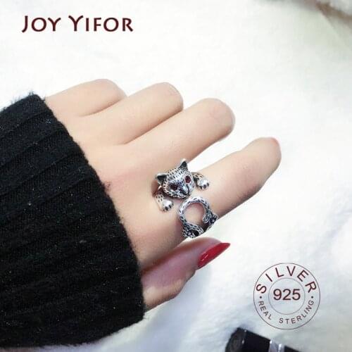925 Sterling Silver Smooth Rings For Women Jewelry fox animal Beautiful Finger Open Rings For Party Birthday Gift
