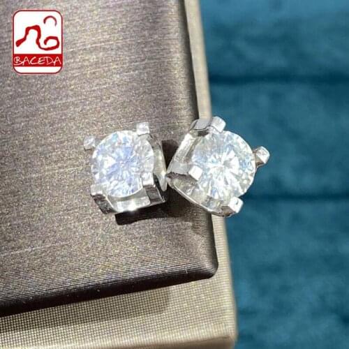 Baceda Achieving goal Giving energy Bringing courage Natural Crystal 2 carat White Moissanite Stud Earrings for Women With Box