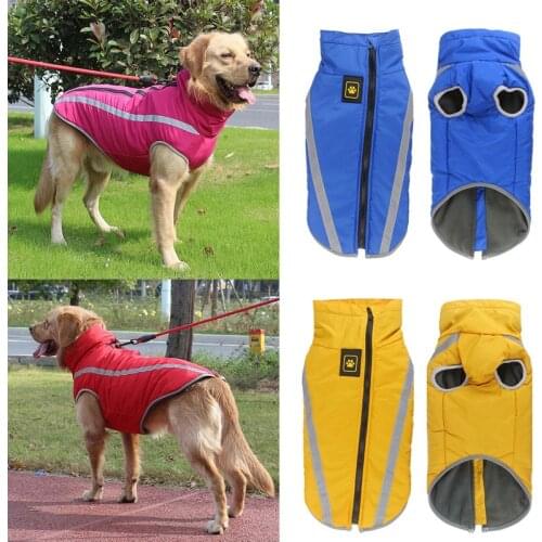 Big Dog Vest Waterproof Pet Jacket Coat Winter Warm Dog Clothes For Medium Large Dogs Reflective Clothing Labrador Outfit