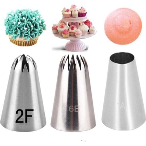3 Pcs/1Pcs Set Pastry Cream Steel Stainless Nozzle Icing Piping Set Decorating Russian Tips Cupcake Cakes Baking Supplies