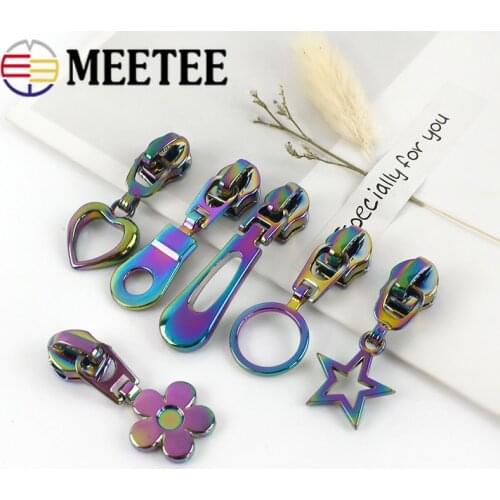 10pcs Meetee Alloy Zipper Sliders for 5# Nylon Zippers DIY Zip Head For Sewing Bag Pocket Zips Repair Kits Replace Tailor Tools