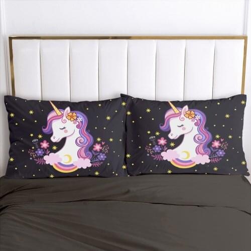 2PCS Pillowcase 45x45/70x70/80x80,3D HD Pillow Case Custom,Decorative Pillow Cover Bedding Colorful Cartoon Unicorn,drop ship