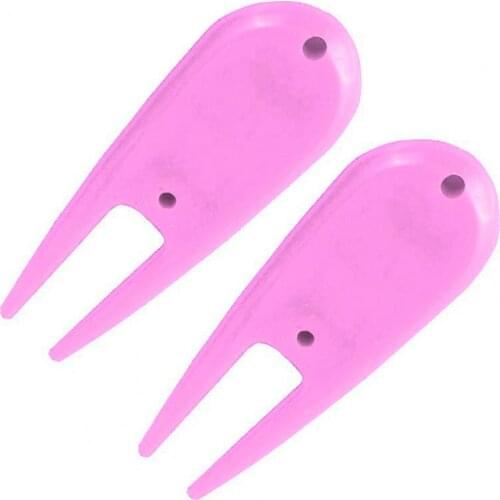 2Pcs Golf Divot Tool Smooth Surface Portable Plastic Green Repair Fork Court Golf Pitchfork Golf Training Aid