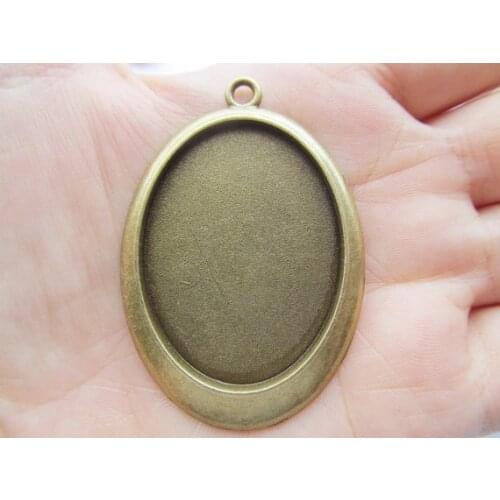 20pcs Antique Silver tone /Antique Bronze Oval Base Setting Tray Bezel Pendant Charm/Finding,fit 30mmx40mm Cabochon/Came