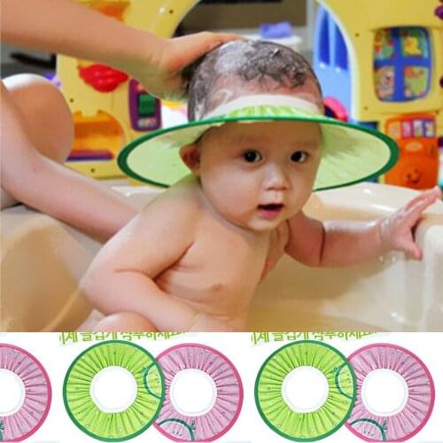 2017 New Safe Children Shampoo Bath Shower Cap Adjustable Baby Shower Hat Baby Shampoo Cap Wash Hair Shield Resizable Hat