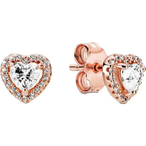 2020 New Winter 925 Sterling Silver Sparkling Snowflakes Elevated Hearts Stud Earrings For Women Original Brand Jewelry Gift