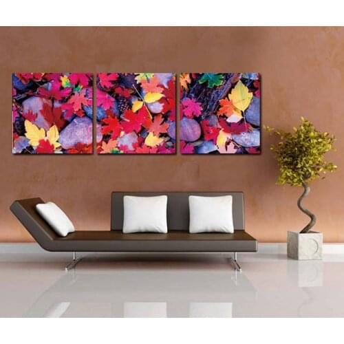 3 Piece Unframed Quadros De Parede Para Sala Landscape Maple Leaf Canvas Wall Art Picture Oil Paintings Home Decal