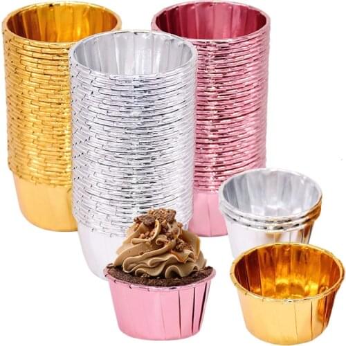 50pcs/lot Disposable Aluminum Foil DIY Baking Tools Cookie Muffin Cupcake Cheese Egg Tart Mold Round Cooking Pastry Tools