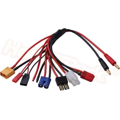 RC Lipo Battery Charger Adapter Connector 8in1 Splitter Cable fit for 4.0mm Banana Plug to T Plug Deans,TRX,Tamiya,XT60,EC3,JST