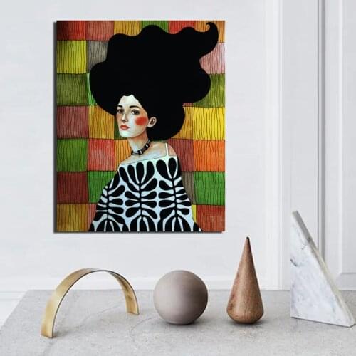 Abstract Girl Poster Vintage Canvas Painting Prints Living Room Home Decoration Modern Wall Art Oil Painting Posters Pictures
