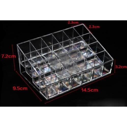 Acrylic Lipsticks Organizer Storage Transparent Lip Gloss Display Stand 24 Grids