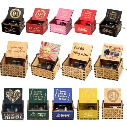 Antique Wood Queen Theme Music Box Jurassic Park Can't Help Falling In Love Music Box Birthday Present New Year Gift Party Decor