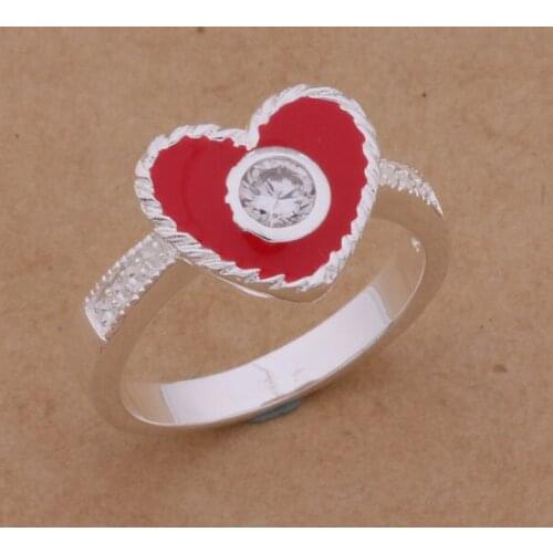 AR181 Hot sterling ring, fashion jewelry, big pink heart /ajyajbfa aksajbza silver color