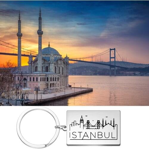 COOLTIME Travel World Capital Souvenir Car Keychain Istanbul Rome Charm Pendant Key Ring Fashion Jewelry for Women Gift Men