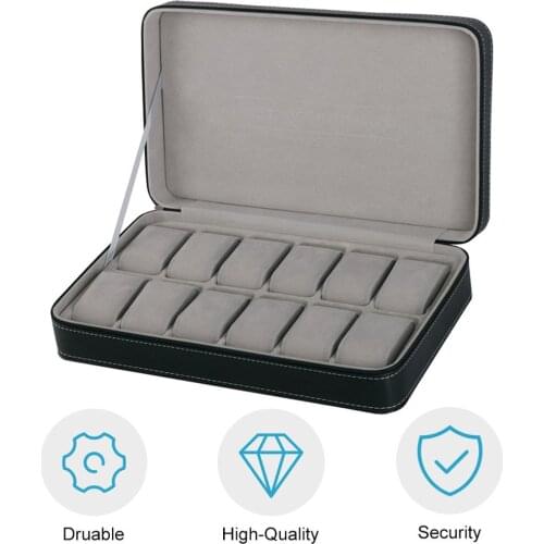 Ship Immediately 12 Slots Watch Box Storage Organizer With Zipper Simple Style Multi-functional Bracelet Display Casket
