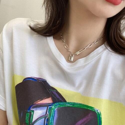 Evimi 925 Sterling Silver Lock Pendant Necklaces for Women Men Thick Chain Party Accessories Wholesale