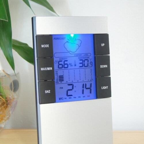 Digital Hygrometer Thermometer Calendar Weather Time Alarm Clock with Backlight