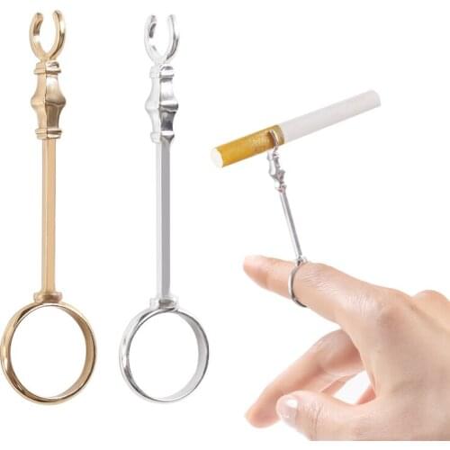 Sceptre Design Elegant Lady Smoker Cigarette Holder Ring Blunt holder for finger Cigarette Rack With Wood Gift Box c111