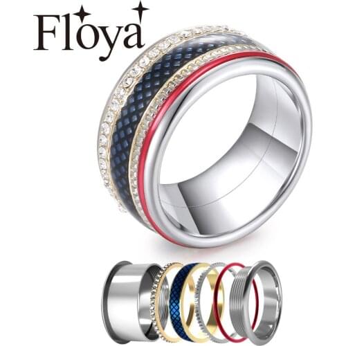 Floya Interchangeable Accessories Women Stainless Steel Rings Lord Band Bague Without Scratches Ring