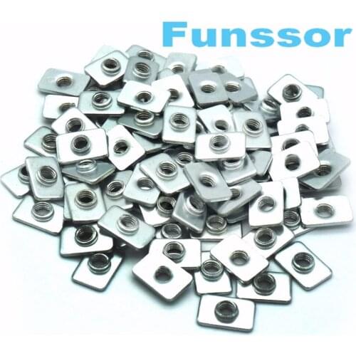 Funssor Zinc Plated Square Nuts Flat M5 T Nut for 2020 Aluminum Extrusions Pack of 50