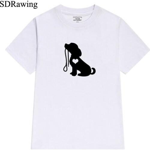 Walk the Dog print cotton t shirts for women dog lover Graphic Tees Hipster Tumblr Cozy summer tops drop shipping