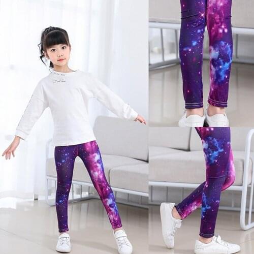 Leggings for Girl Pencil Pants Casual Kids Clothes Printing Flower Starry Sky Geometric Pattern Cotton Skinny Print Leggings