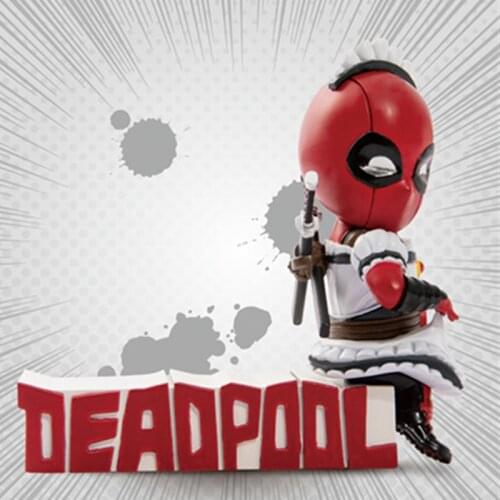 Beast kingdom Marvel Genuine Deadpool mini egg Attack Series Maid style garage Garage Kits Model Kits Collecting gift toys