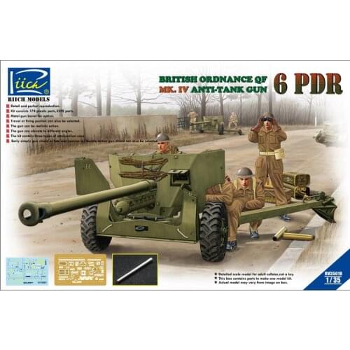Riich Models RV35018 1/35 British Ordnance QF 6 Pdr MK.IV Anti-Tank Gun - Scale Model Kit