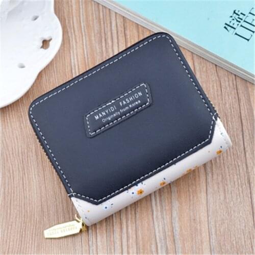 Fashion Coin Purse PU Leather Wallet Women Short Female Student Zipper Small Wallet Korean Contrast Color Stitching Soft Wallets