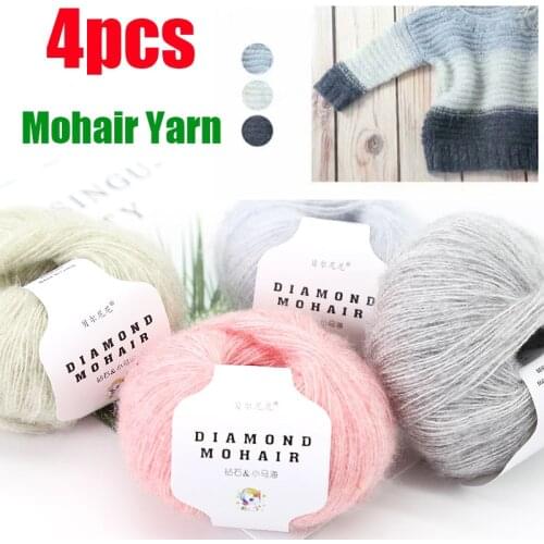 4pcs X25g mohair yarn cheap knitting yarn crochet baby wool yarn for knitting sweater socks 166m 0.9mm