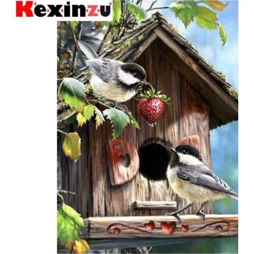 Kexinzu Full 5D DIY Square/Round Diamond Painting" Bird House Scenery" 3D Embroidery Cross Stitch Mosaic diamondpainting Gift