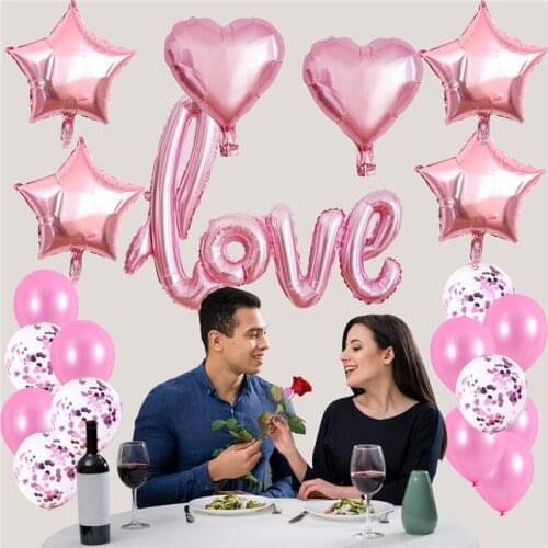 4 Set Love Balloons Kit Heart Shaped Foil Balloon Valentines Day Wedding, Bridal Shower Decorations Party Supplies Wholesale X2