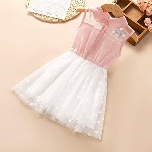 Toddler girl clothes kids dresses for girls Girls dress summer polka dot stitching mesh dress baby girl dress girl party